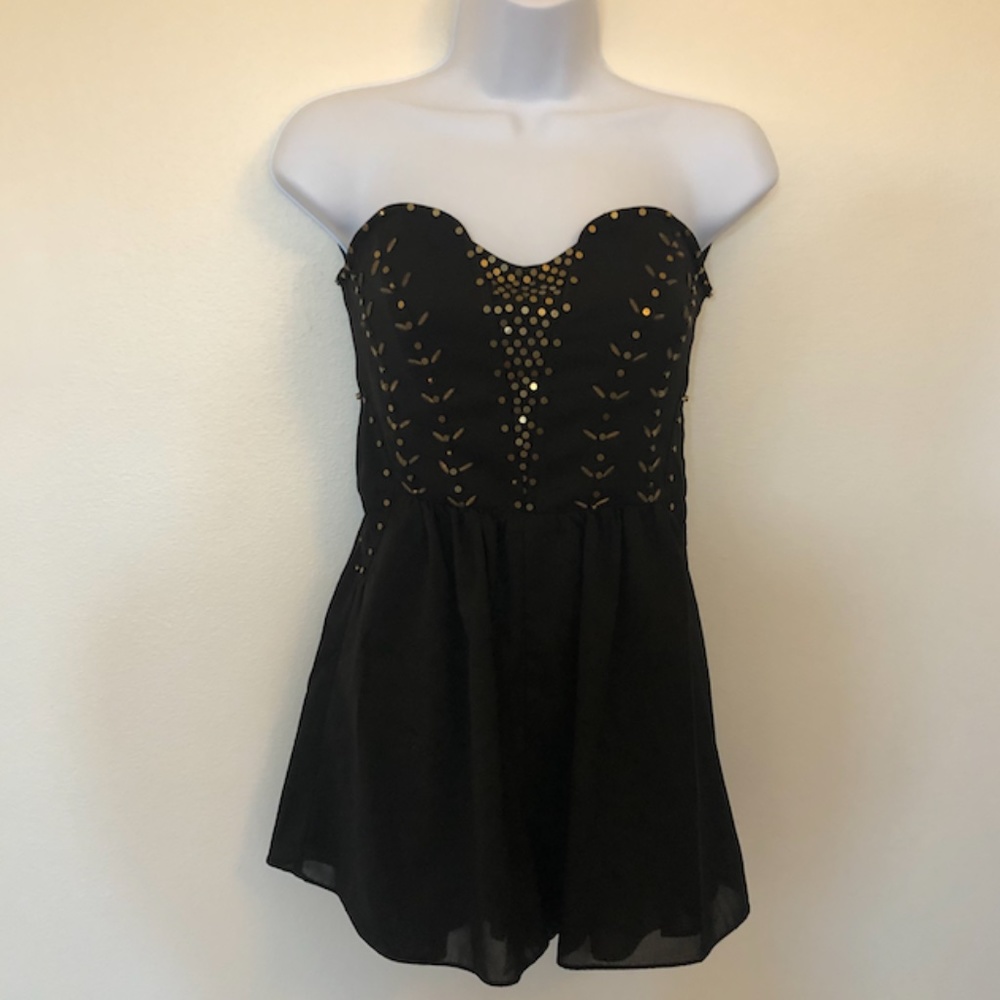 Black Romper with Brass Beads
